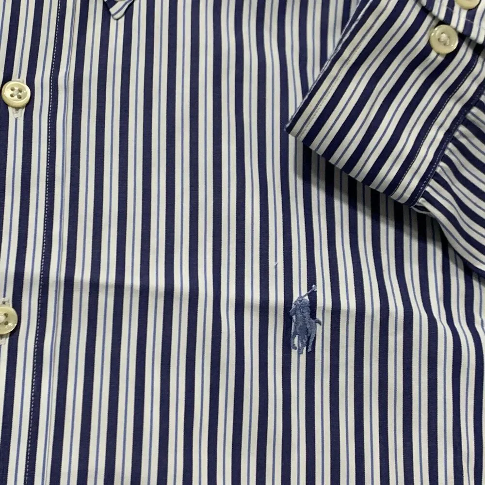 Ralph Lauren‎ Men's Classic Fit Blue White Striped Button Down Shirt Size 17/XL